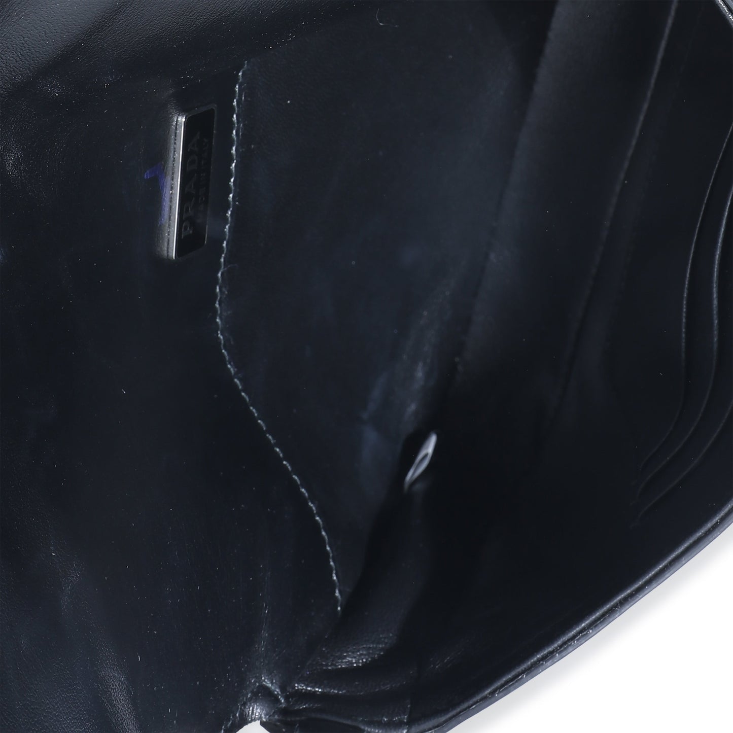 Prada Black Brushed Leather Shoulder Bag