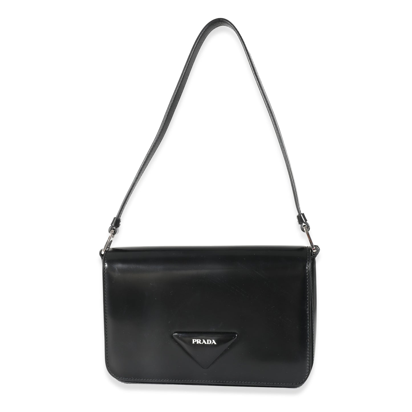 Prada Black Brushed Leather Shoulder Bag