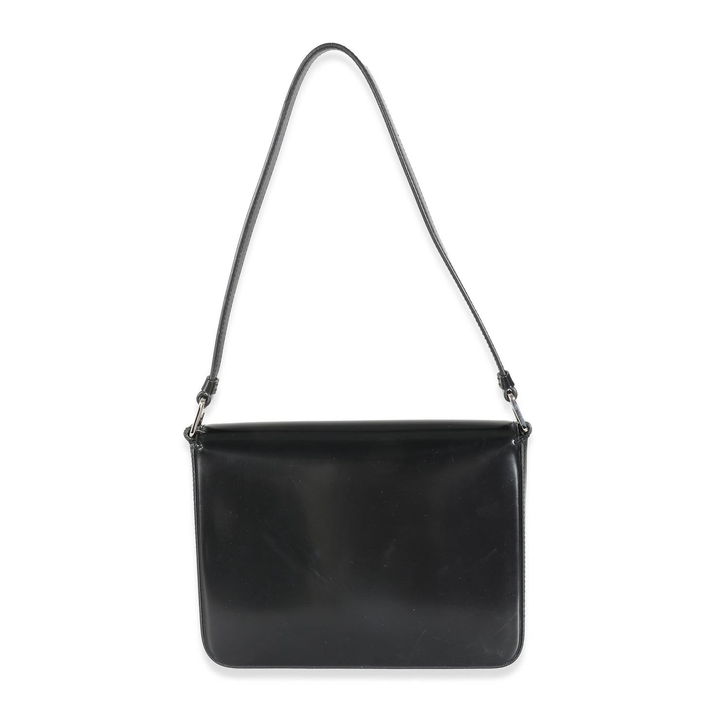 Prada Black Brushed Leather Shoulder Bag