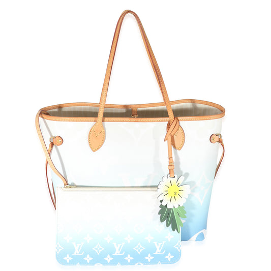 Louis Vuitton Louis Vuitton Blue White Giant Monogram Canvas By The Pool Neverfull MM