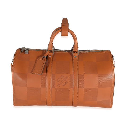 Louis Vuitton Cognac Nomade Grand Damier Keepall Bandoulière 45