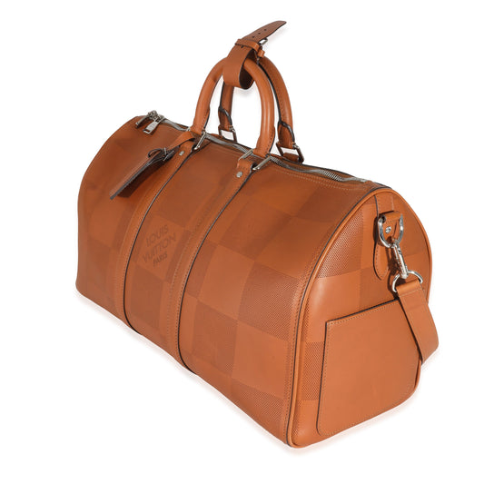 Louis Vuitton Cognac Nomade Grand Damier Keepall Bandoulière 45