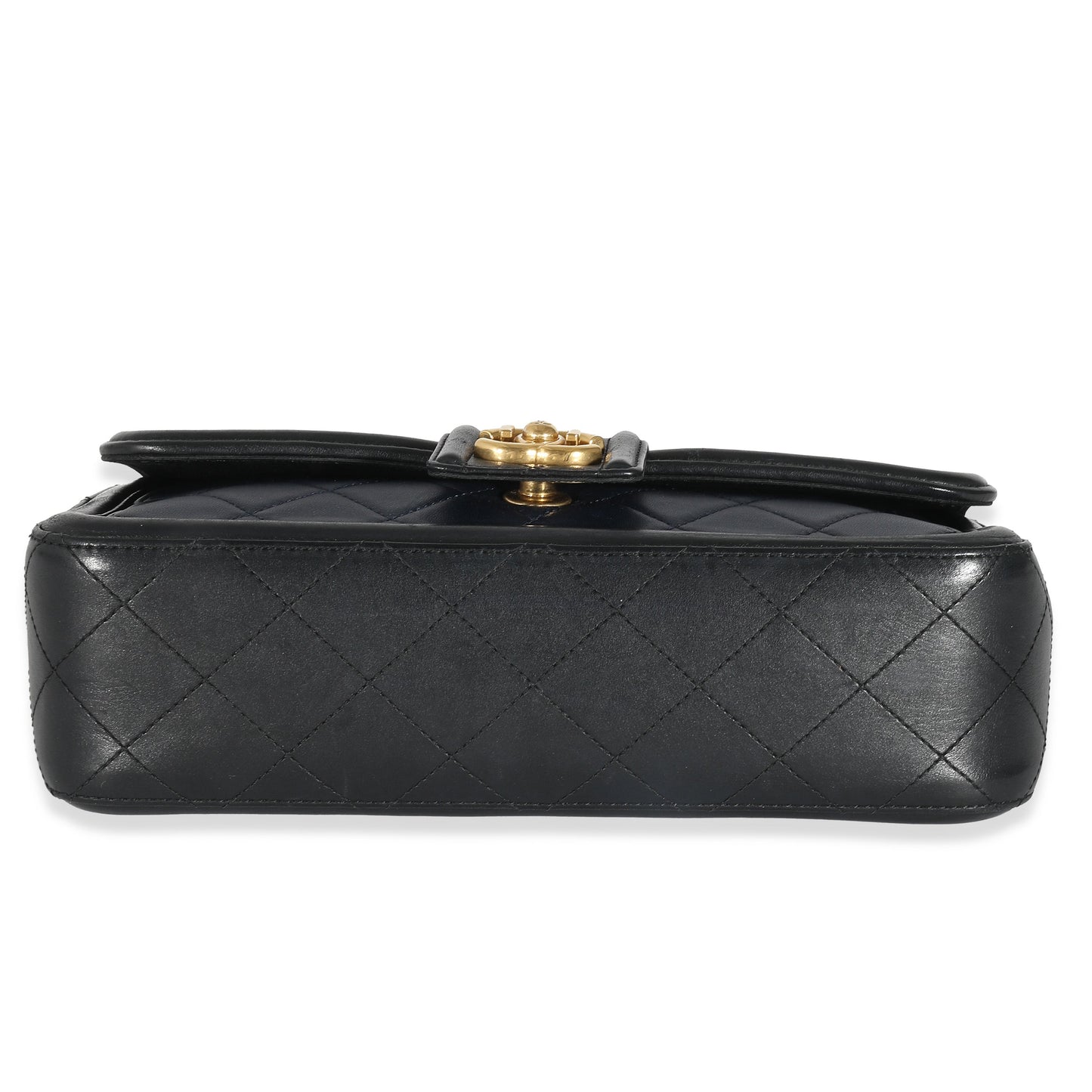 Chanel Navy Black Quilted Lambskin Medium Elegant CC Flap Bag