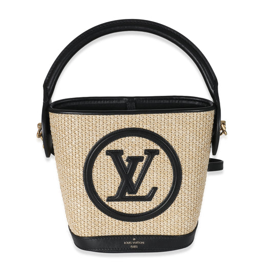 Louis Vuitton Louis Vuitton Black Beige Raffia Petit Bucket Bag