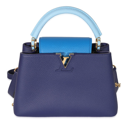 Louis Vuitton Louis Vuitton Taurillon Blue Tan Monogram Flowers Capucines BB