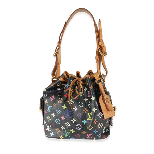 Louis Vuitton Louis Vuitton x Takashi Murakami Black Monogram Multicolore Canvas Petit Noé