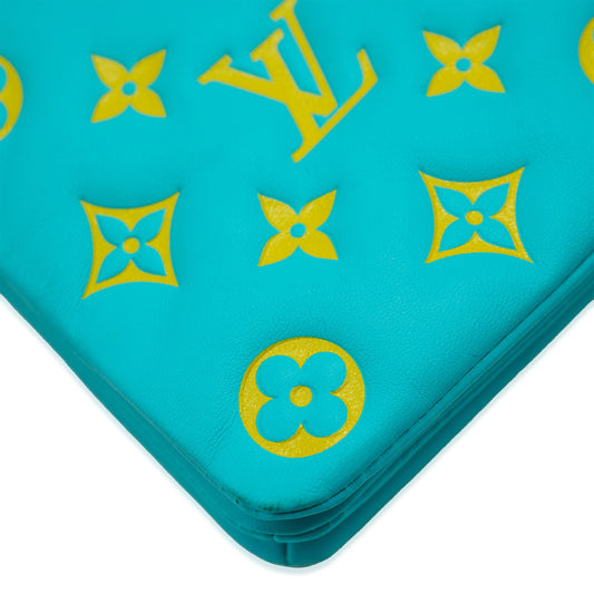 Louis Vuitton Menthe Jaune Monogram Embossed Lambskin Pochette Coussin