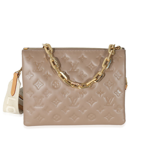 Louis Vuitton Louis Vuitton Taupe Monogram Embossed Lambskin Coussin PM