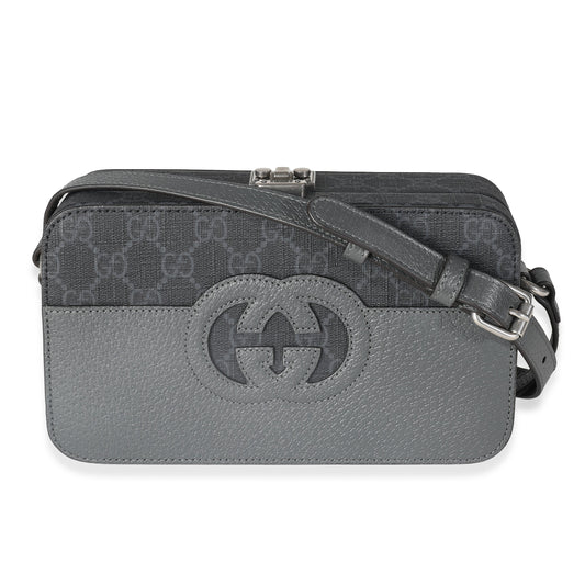 Gucci Grey Calfskin GG Supreme Interlocking G Messenger