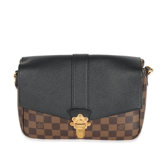 Louis Vuitton Black Leather Damier Ebene Canvas Clapton PM