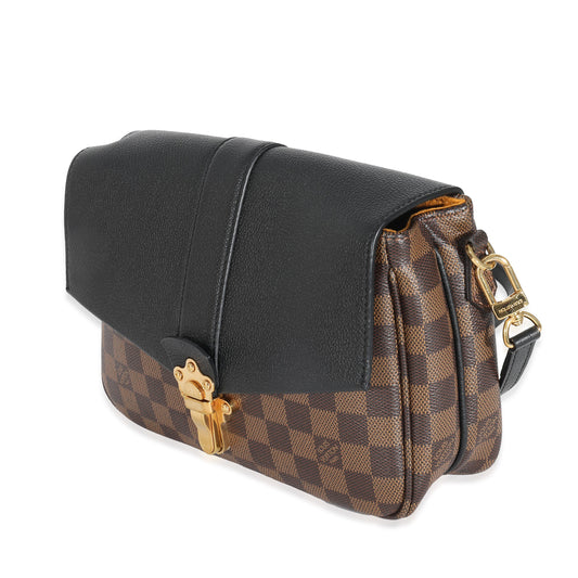 Louis Vuitton Black Leather Damier Ebene Canvas Clapton PM