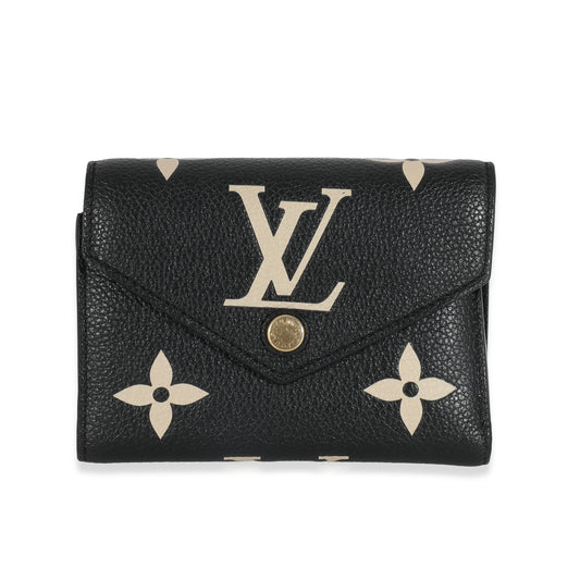 Louis Vuitton Black Beige Bicolor Giant Monogram Empreinte Victorine Wallet