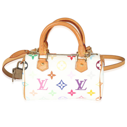 Louis Vuitton Louis Vuitton x Takashi Murakami White Multicolor Monogram Canvas Nano Speedy