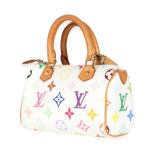 Louis Vuitton Louis Vuitton x Takashi Murakami White Multicolor Monogram Canvas Nano Speedy
