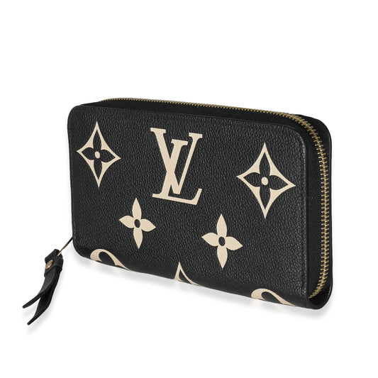 Louis Vuitton Beige Black Monogram Giant Empreinte Zippy Wallet