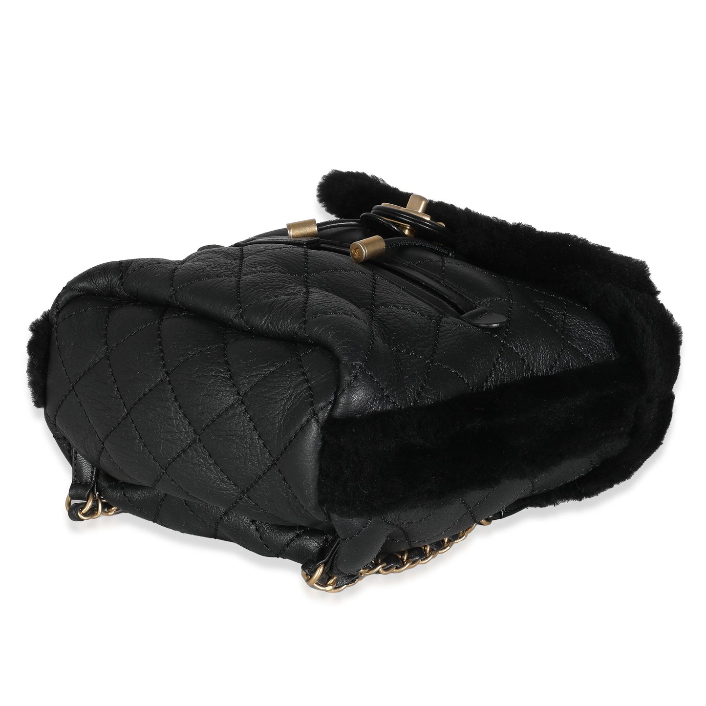 Chanel Black Quilted Shearling Paris Hamburg Small Backpack
