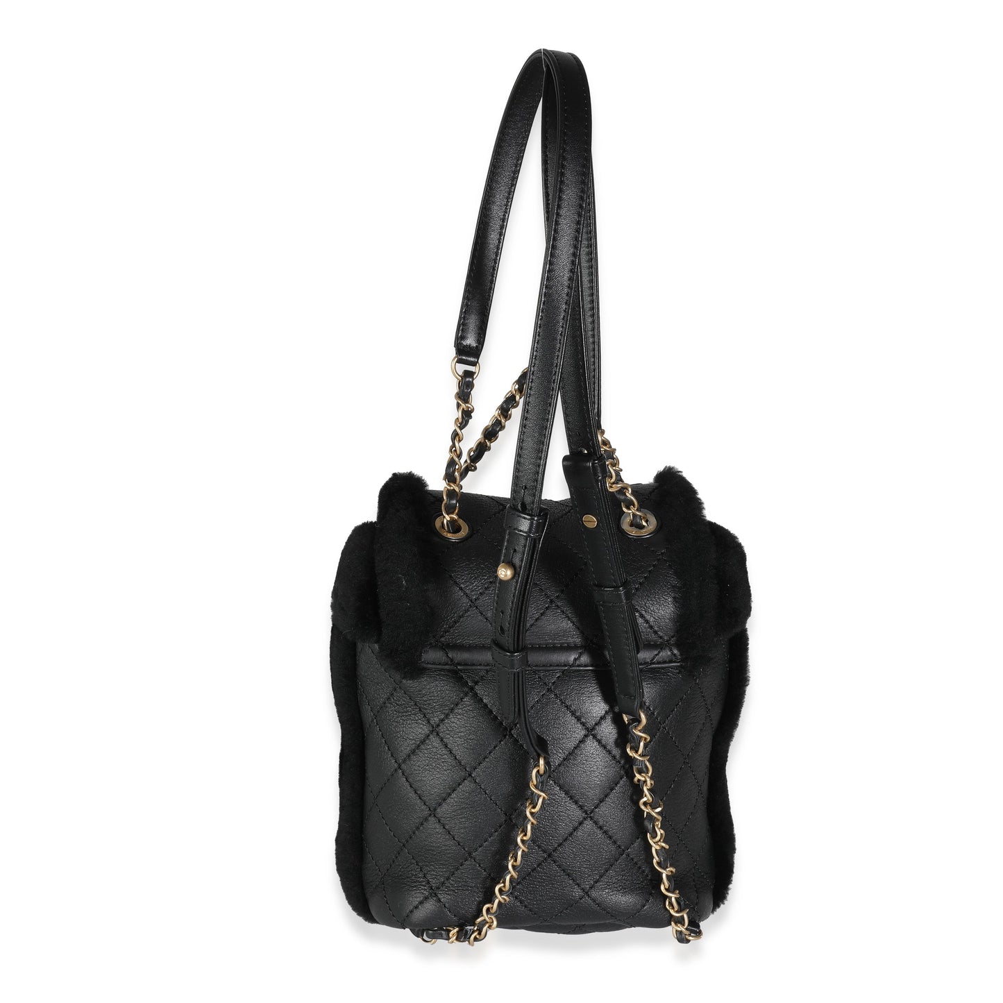Chanel Black Quilted Shearling Paris Hamburg Small Backpack