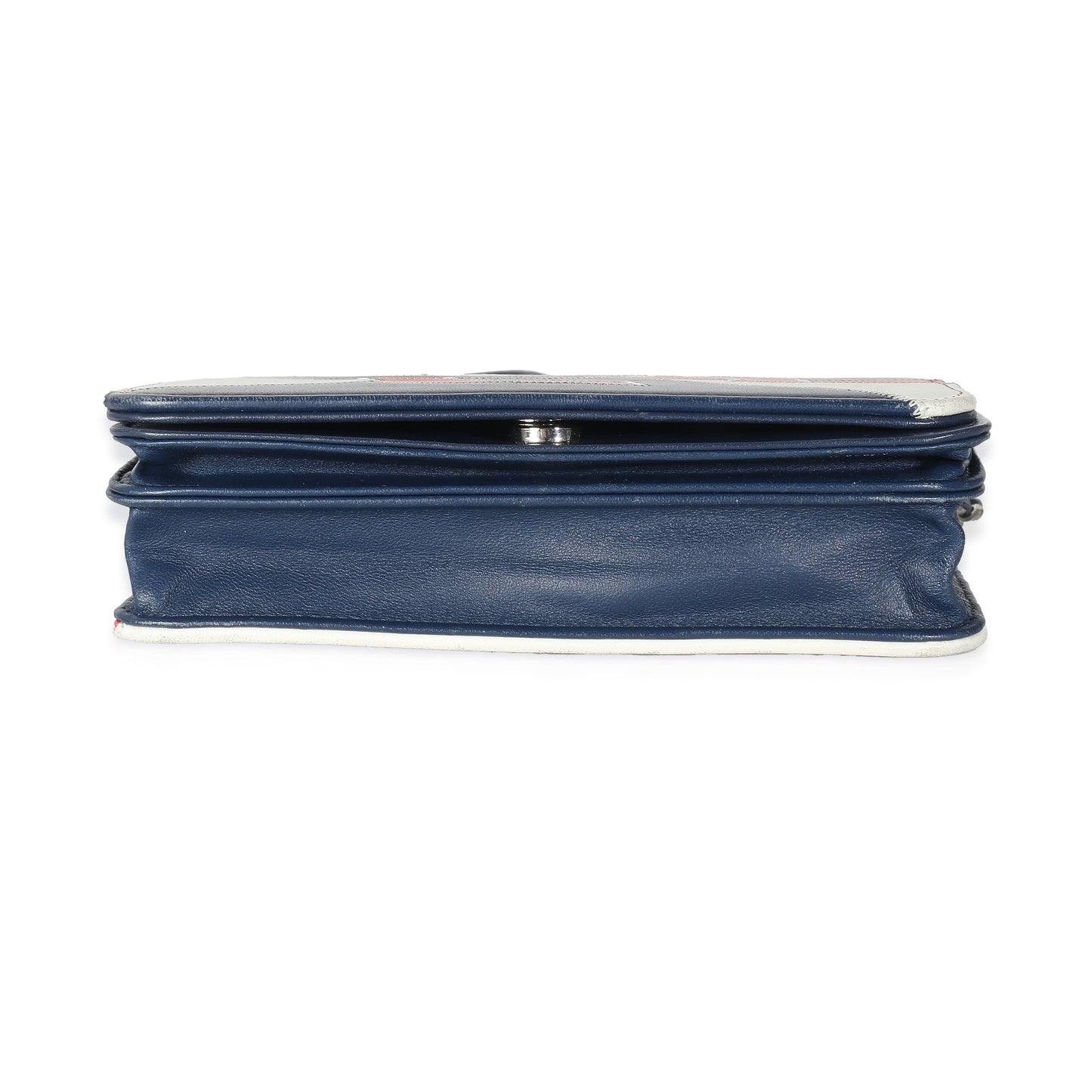 Chanel Red Blue White Lambskin Patchwork CC Flap Bag
