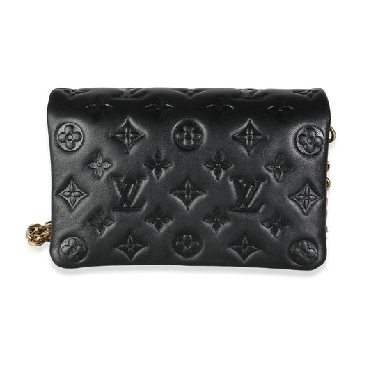 Louis Vuitton Black Monogram Embossed Puffy Lambskin Pochette Coussin