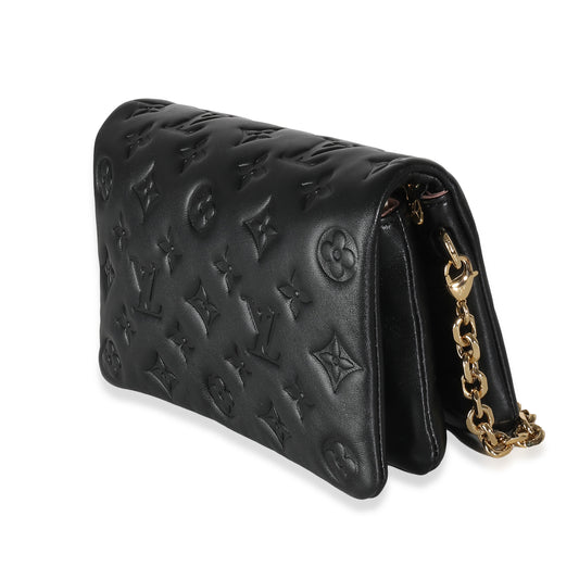Louis Vuitton Black Monogram Embossed Puffy Lambskin Pochette Coussin