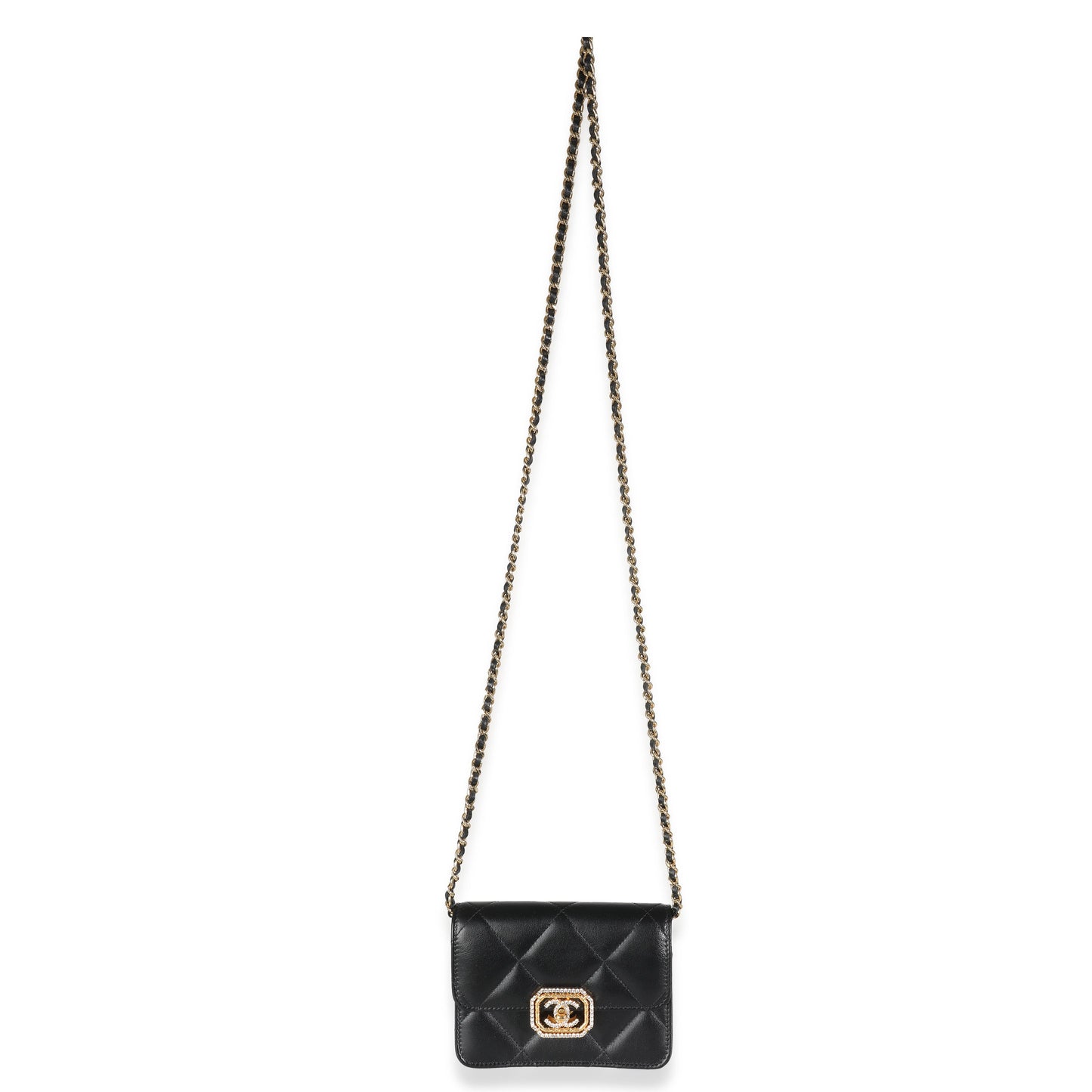 Chanel Black Quilted Calfskin Strass Mini Flap Bag