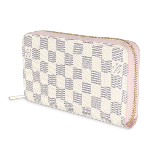 Louis Vuitton Rose Ballerine Damier Azur Canvas Zippy Wallet