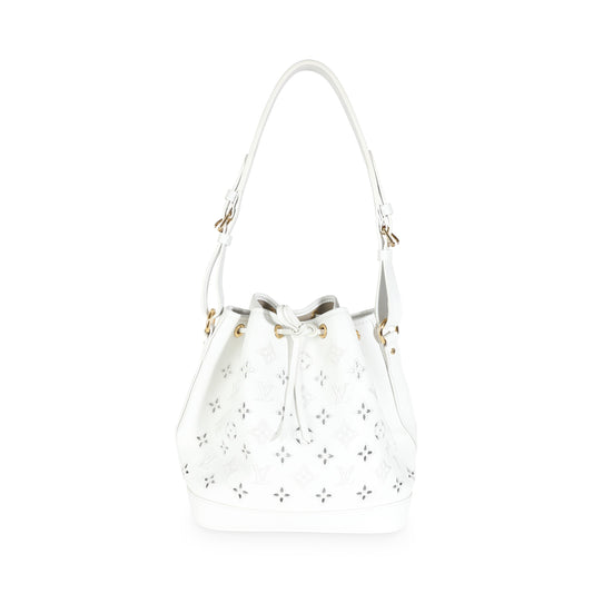 Louis Vuitton White Calfskin Broderie Anglaise Monogram Petit Noé