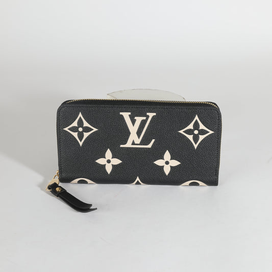 Louis Vuitton Black Beige Giant Monogram Empreinte Zippy Wallet