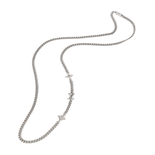 Louis Vuitton Silver Tone Louis Vuitton Monogram Row Necklace