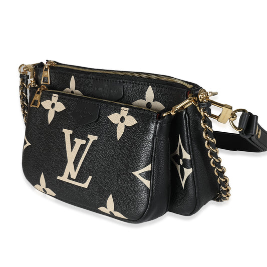 Louis Vuitton Beige Black Monogram Empreinte Multi Pochette Accessoires