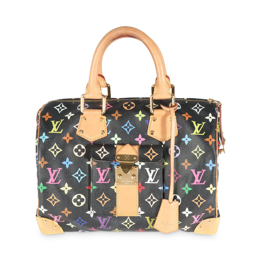 Louis Vuitton Black Multicolor Canvas Speedy 30