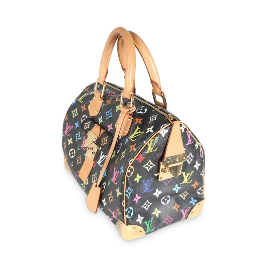 Louis Vuitton Black Multicolor Canvas Speedy 30