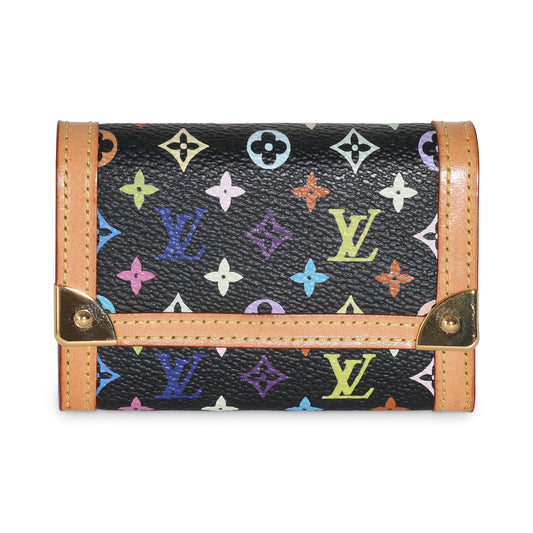 Louis Vuitton Black Multicolor Canvas Porte Monnaie Plat Coin Purse