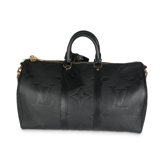 Louis Vuitton Black Giant Monogram Empreinte Keepall Bandouliere 45