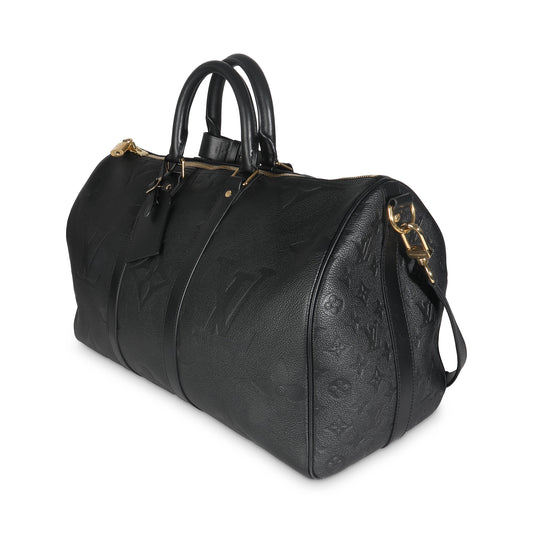 Louis Vuitton Black Giant Monogram Empreinte Keepall Bandouliere 45