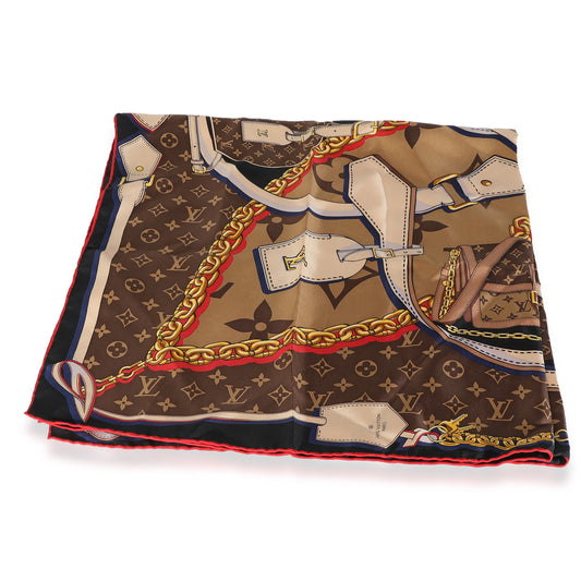 Louis Vuitton Brown Monogram Silk Tribute To Square Scarf 90