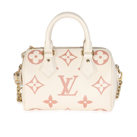 Louis Vuitton Creme Rose Trianon Empreinte Monogram Giant Speedy Bandouliere 20