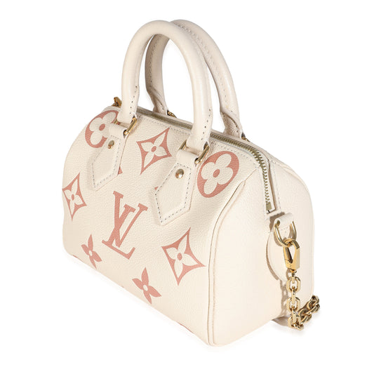 Louis Vuitton Creme Rose Trianon Empreinte Monogram Giant Speedy Bandouliere 20