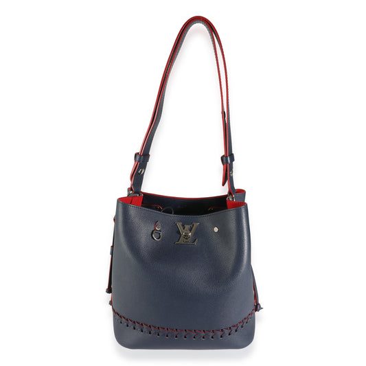 Louis Vuitton Marine Rouge Taurillon Braided Lockme Bucket Bag