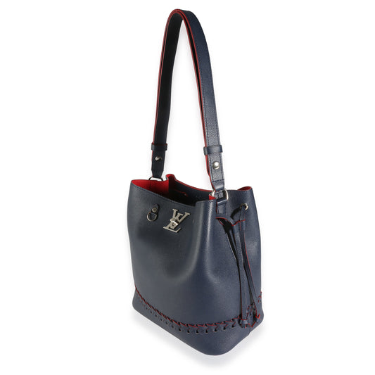 Louis Vuitton Marine Rouge Taurillon Braided Lockme Bucket Bag