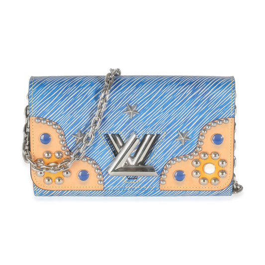 Louis Vuitton Blue Epi Studded Twist Chain Wallet