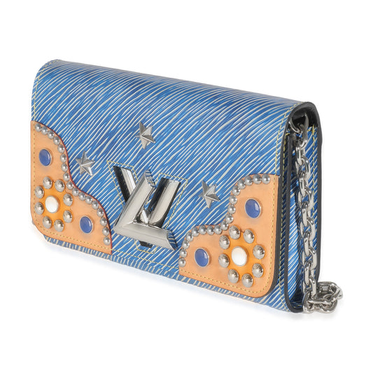 Louis Vuitton Blue Epi Studded Twist Chain Wallet