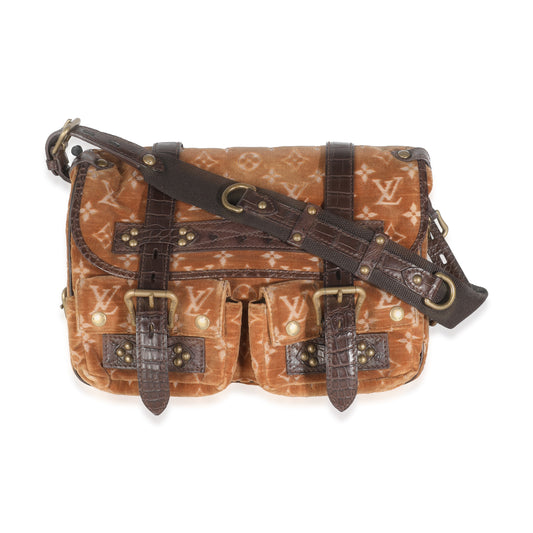 Louis Vuitton Brown Alligator Monogram Velours Clyde