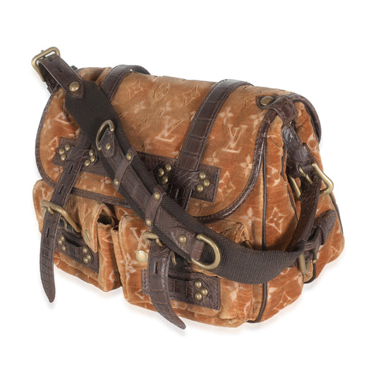 Louis Vuitton Brown Alligator Monogram Velours Clyde