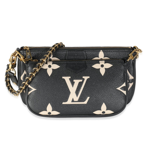 Louis Vuitton Black Cream Giant Monogram Empreinte Multi Pochette Accessoires