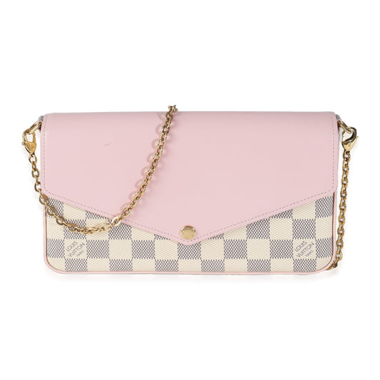Louis Vuitton Eau De Rose Calfskin Damier Azur Canvas Felicie Pochette