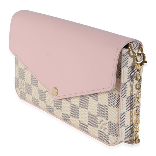 Louis Vuitton Eau De Rose Calfskin Damier Azur Canvas Felicie Pochette