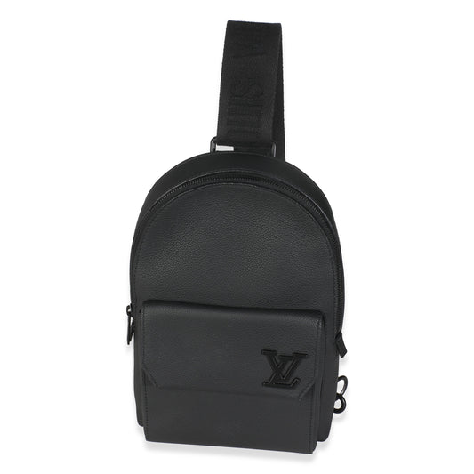 Louis Vuitton Black Grained Cowhide Aerogram Pilot Slingbag