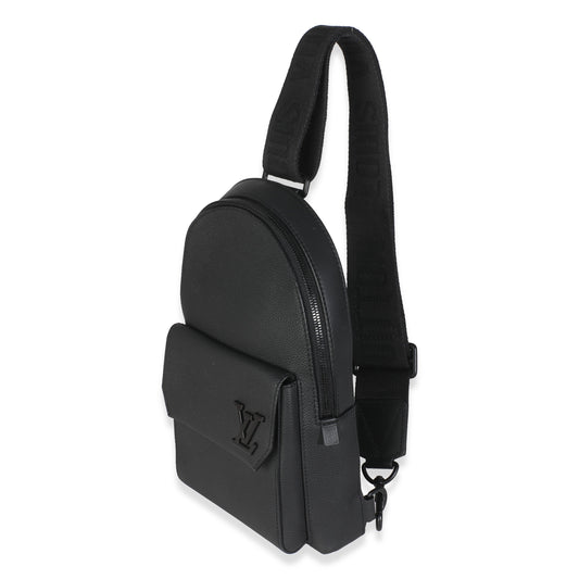 Louis Vuitton Black Grained Cowhide Aerogram Pilot Slingbag