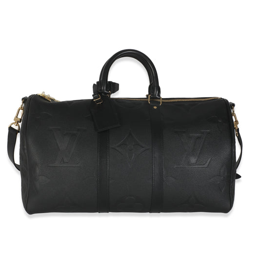 Louis Vuitton Black Monogram Empreinte Giant Keepall Bandouliere 45